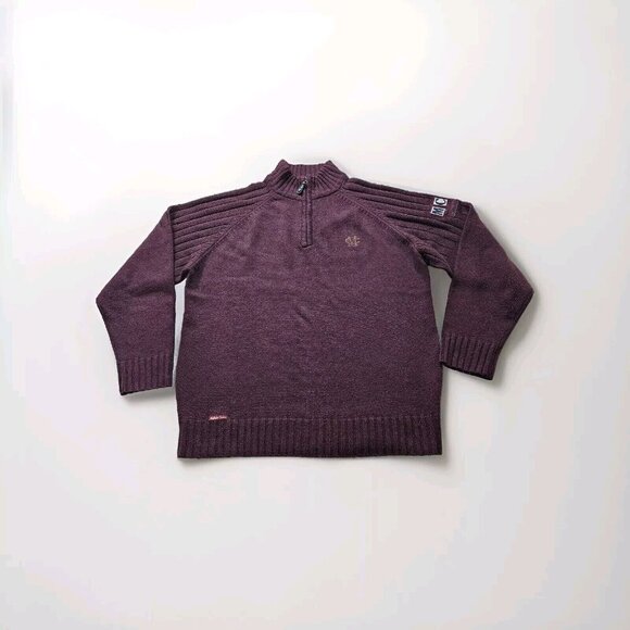 Marlboro Classics Sweater Mens XXL Burgundy LS 1/4 Zip Mock Neck VTG Wool Blend - Picture 10 of 16